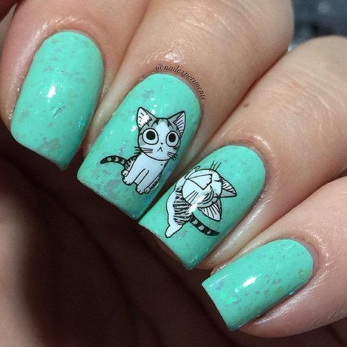 Ногти с котиками