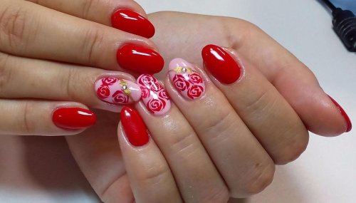Красный маникюр красивый