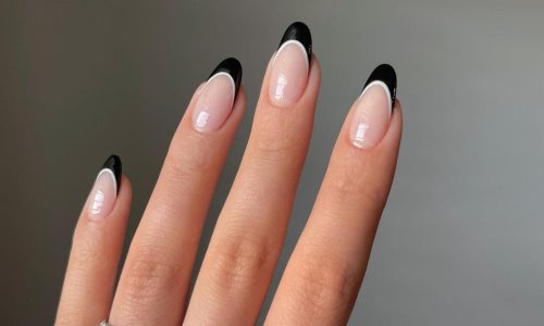 Черный френч на короткие ногти