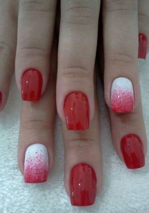 Маникюр красное с белым
