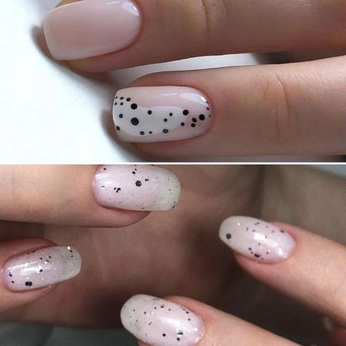Маникюр перепелиное яйцо на короткие