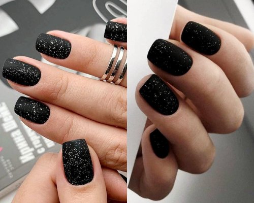 Темный матовый маникюр на короткие ногти