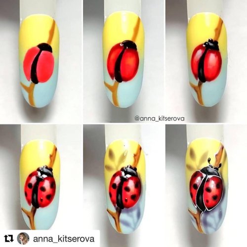 Маникюр божья коровка