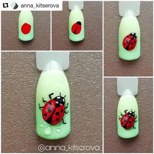 Божья коровка на ногтях