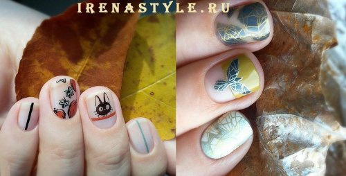 Осенний маникюр со стемпингом