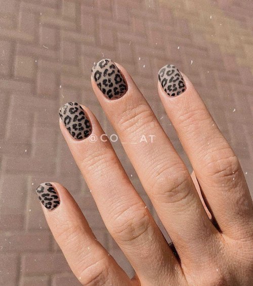 Маникюр на короткие ногти леопард