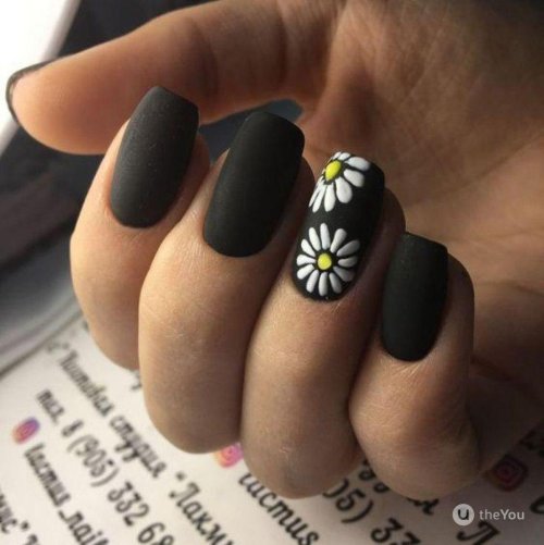 Стильный черный маникюр