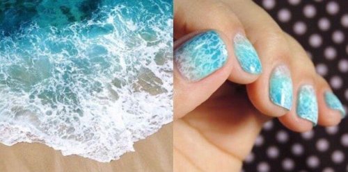 Морские волны на ногтях пошагово