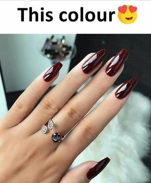 Бордовый маникюр на длинные ногти
