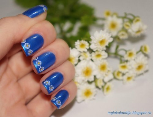 Маникюр с васильками
