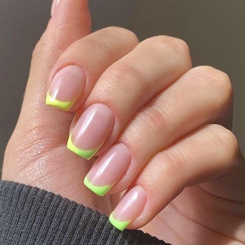 Разноцветный френч на короткие ногти