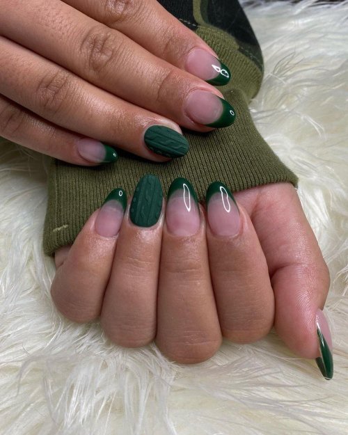 Маникюр оливковый