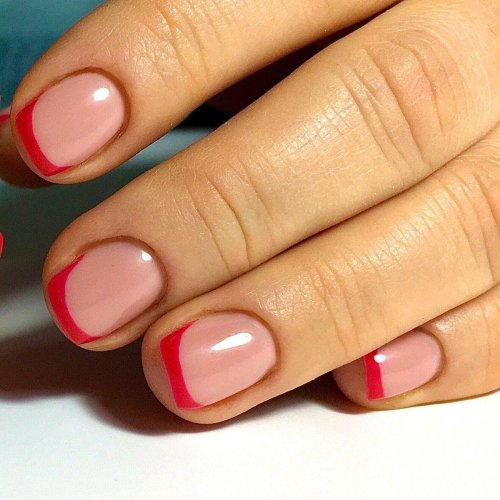 Цветной френч на короткие ногти
