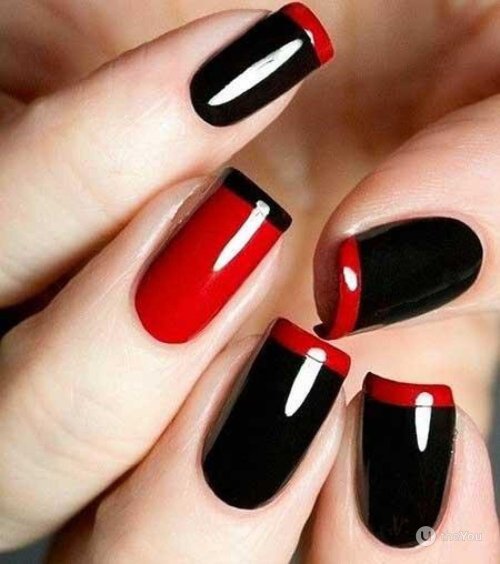 Маникюр красное с черным