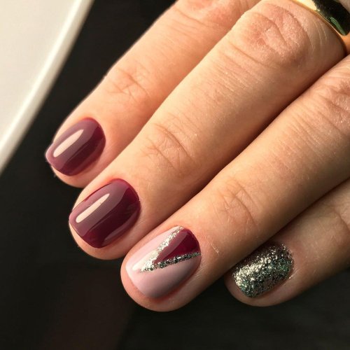Бордовый маникюр на короткие ногти