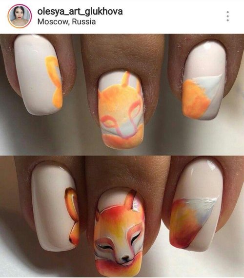 Маникюр с лисой