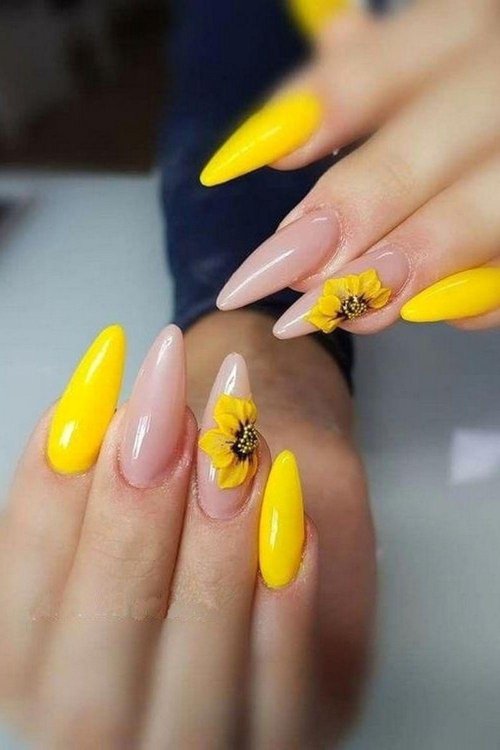 Ногти желтые дизайн