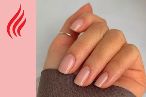 Нюдовый маникюр на короткие ногти квадратной формы