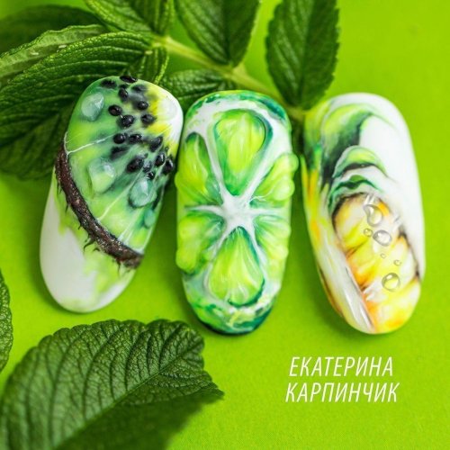 Фрукты на ногтях дизайн