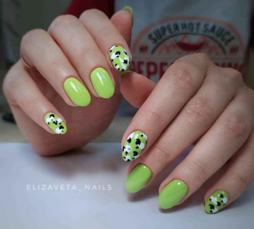 Маникюр на короткие ногти фисташковый цвет
