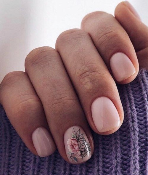 Короткие ногти нюдовый маникюр