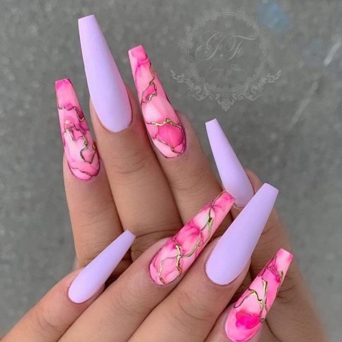 Длинные розовые ногти дизайн
