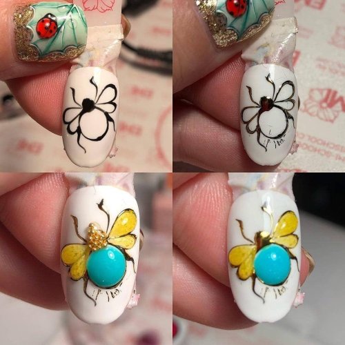Божья коровка на ногтях
