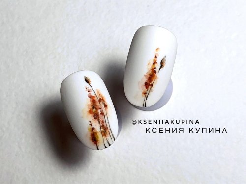 Акварель на ногтях осенние дизайны