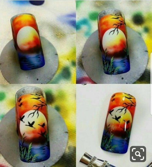 Пейзаж на ногтях пошагово