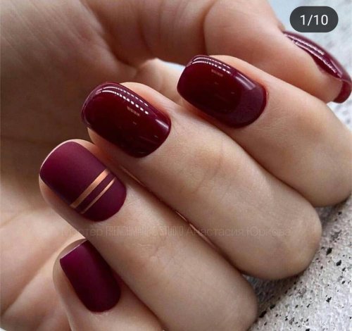 Маникюр на короткие ногти бордовые
