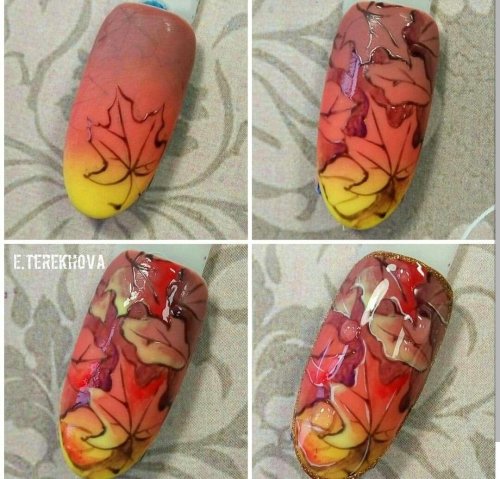 Маникюр кленовый лист