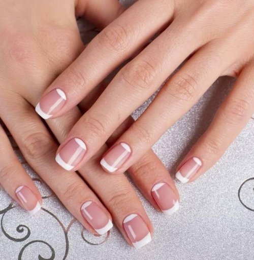Френч маникюр на короткие цветной комбинированный