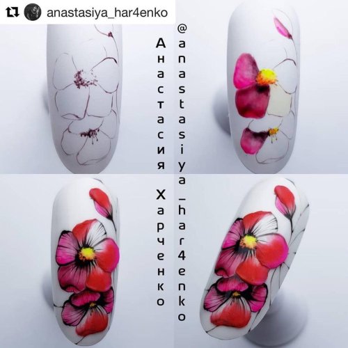 Дизайн ногтей акварель