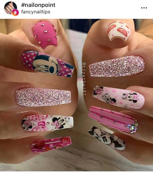 Ногти с микки маусом длинные