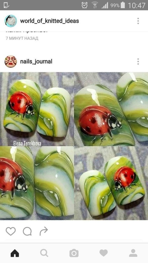 Божья коровка на ногтях
