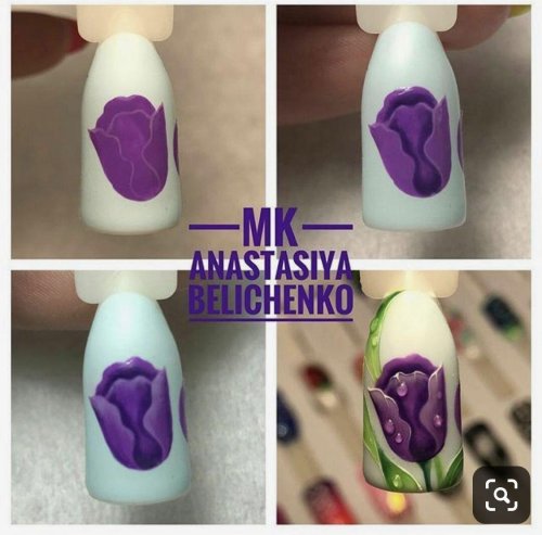 Маникюр цветы пошагово