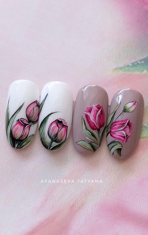Маникюр тюльпаны