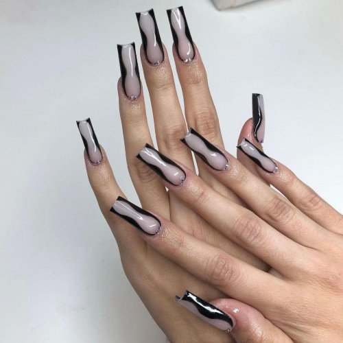 Длинные квадратные ногти дизайн