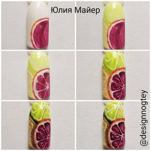 Фрукты на ногтях дизайн