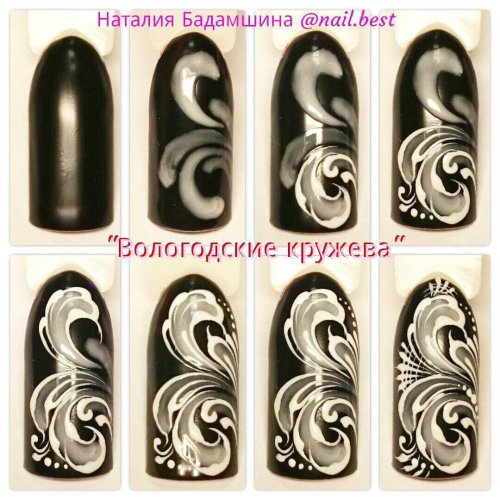 Вензеля на ногтях пошагово