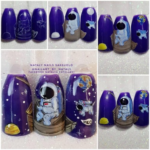 Дизайн ногтей космонавт