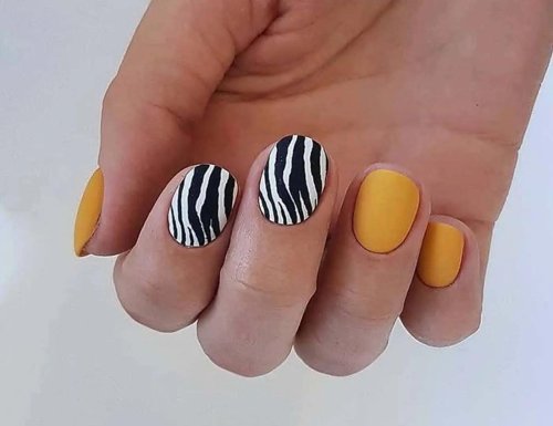 Маникюр зебра на короткие