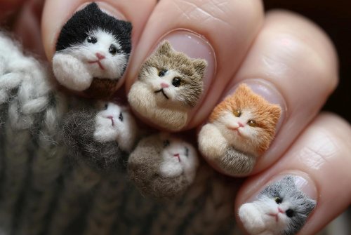 Дизайн ногтей с кошками
