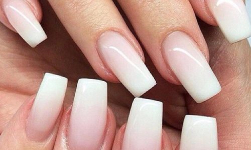 Френч на длинные квадратные ногти