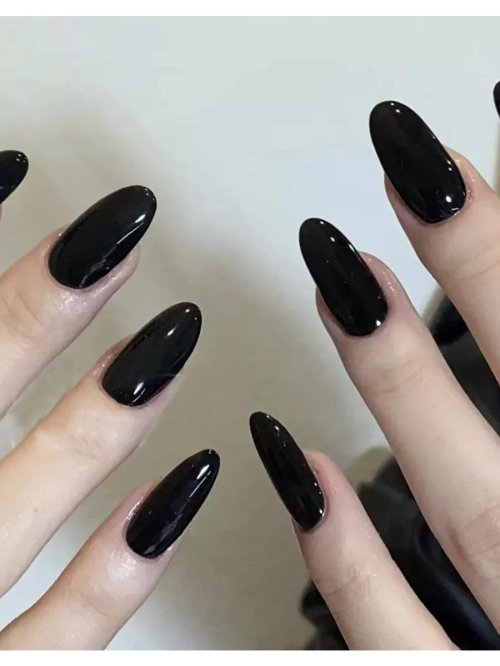 Накладные ногти черные острые