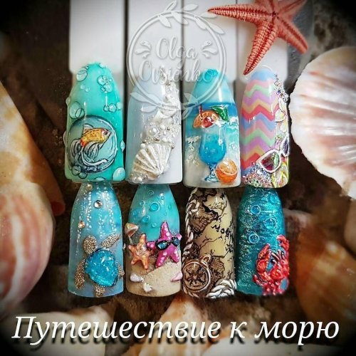 Морской дизайн ногтей