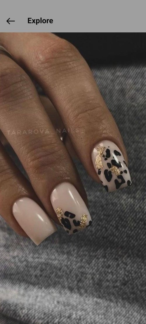 Маникюр на короткие ногти леопард