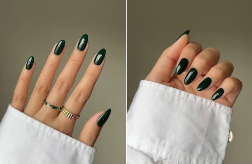 Маникюр с изумрудным цветом