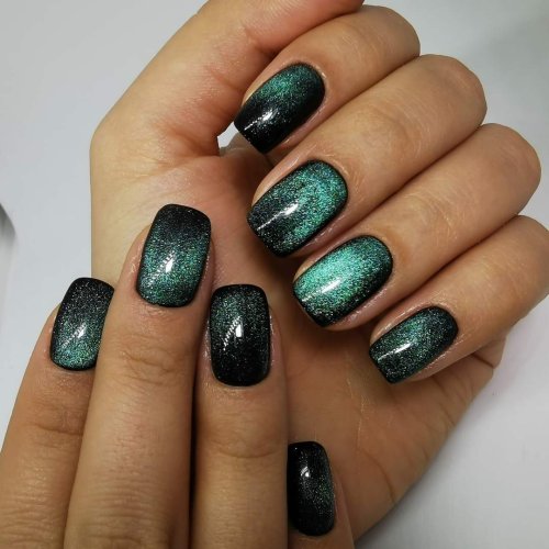 Маникюр кошачий глаз северное сияние